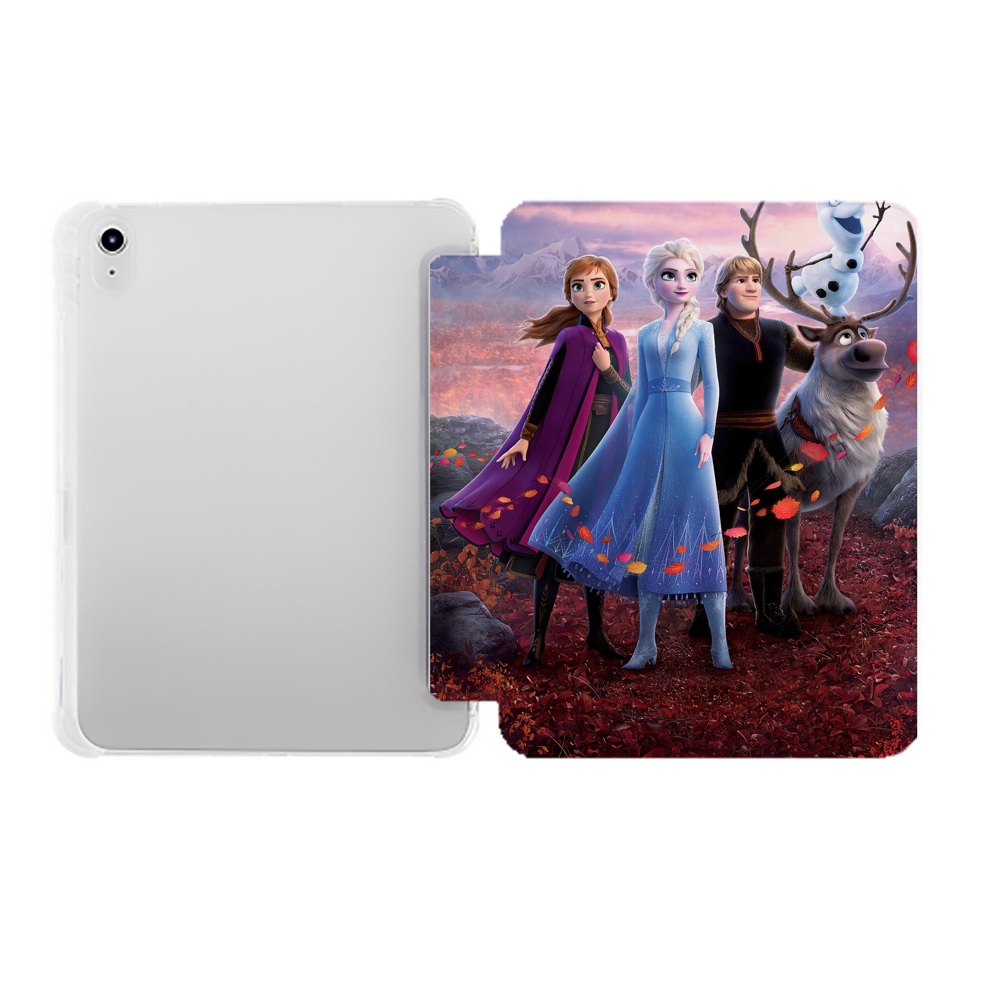 （画像用） アナと雪の女王 アンナ エルサ Frozen Anna Elsa IPad ケース ペン収納付き 三つ折りスタンド PUレザー×シリコン 対応機種9.5/10.5/10.9インチ